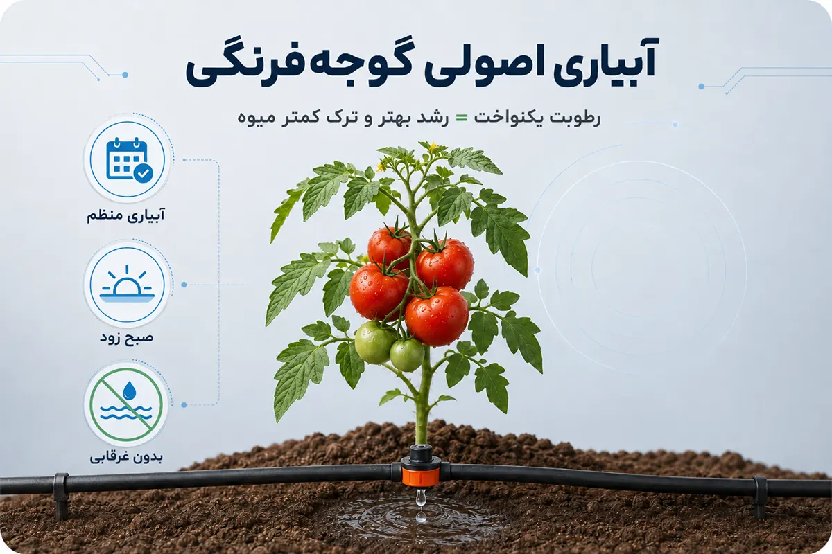 آبیاری گیاه گوجه