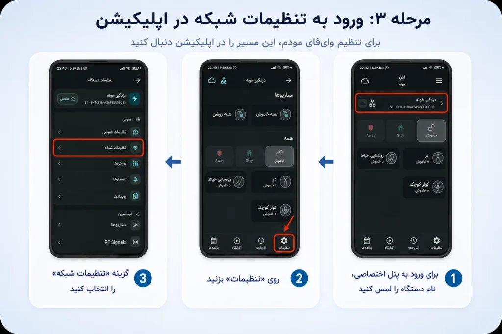 ورود به بخش تنظیمات شبکه